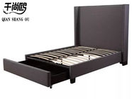 Modern tall bed head and foot bed with drawers for bedroom storage soft bed
