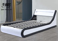 Advanced Pu Storage Ergonomic Leather Soft Bed With Led Lamp Strip